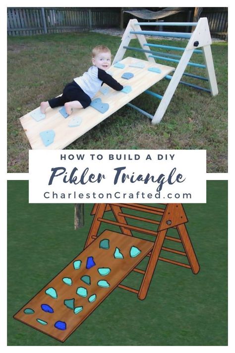 Diy Pikler Triangle, Climbing Triangle, Toddler Climbing, Pikler Triangle, Diy Bebe, Plan Toys, Diy Kids Toys, Climbing Wall, Planning Printables