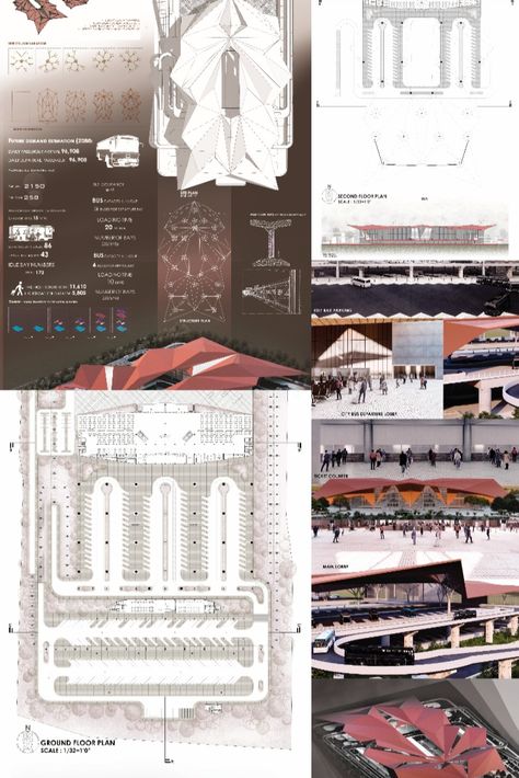 Bus Station Design Architecture, Bus Terminal Design Concept, Bangladesh Architecture, Bus Terminal Design, Bus Station Design, Terminal Design, Bus Terminal, 3d Concept, Architecture Student