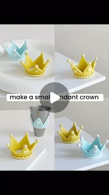 Crown On Cake, Fondant Crown Tutorial, Bread Wedding, Fondant Crown, Princess Crown Cake, Fondant Figures Tutorial, Making Fondant, Buttercream Cake Decorating, Crown Cake