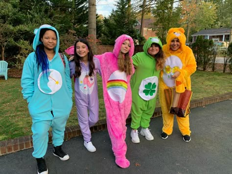 Care Beat Group Costume, 5 Ppl Friend Group, Halloween Costumes For 4 Best Friends, Trio Onesie Costumes, Quad Group Halloween Costumes, Costume Ideas For 7 People, Trio Halloween Costumes Onesie, Costume For Four People, Halloween Costume Three People