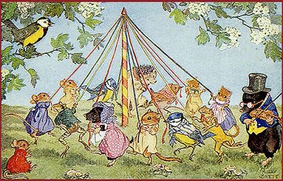 Stitching Dreams Dancing Animals, May Days, Beltane, Beatrix Potter, Childrens Illustrations, Children's Book Illustration, Vintage Postcard, Forest Animals, Vintage Postcards