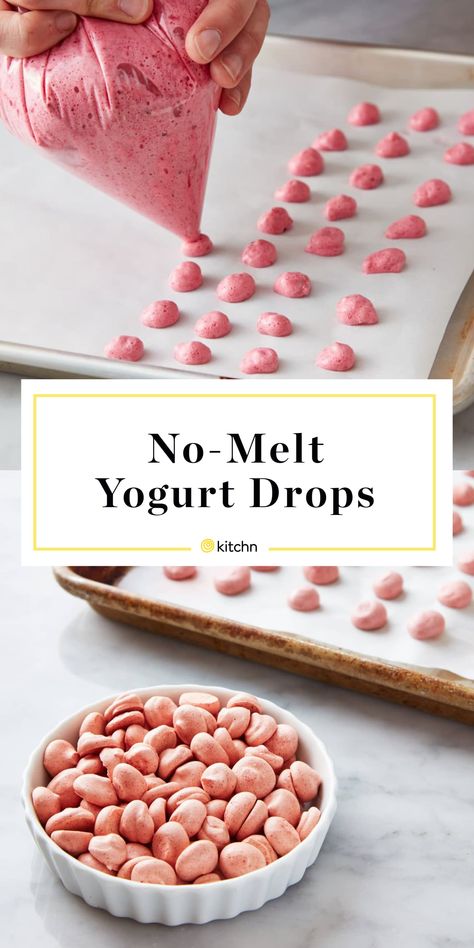 How To Make Yogurt Bites | Kitchn Cheese Sauces, Yogurt Drops, Yogurt Melts, Yogurt Bites, Healthy Toddler Meals, Baby Snacks, Homemade Baby Foods, Homemade Yogurt, Snacks Saludables