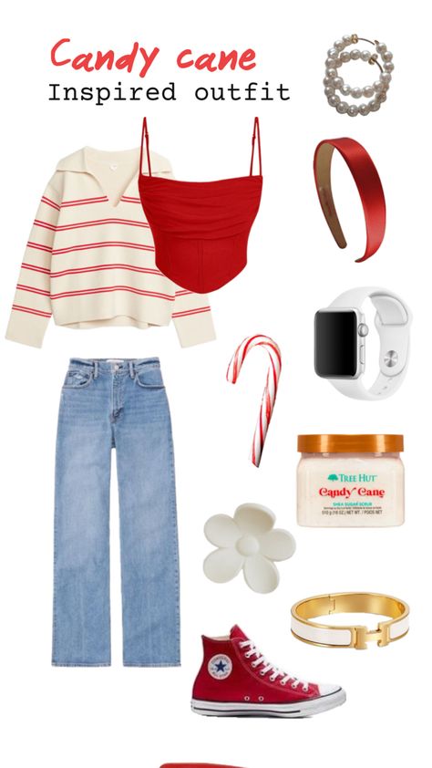 Candy Cane Outfit, Cane Outfit, Spirit Week, Cute Simple Outfits, Cute Fits, Winter Outfit, Simple Outfits, Christmas Winter, Candy Cane