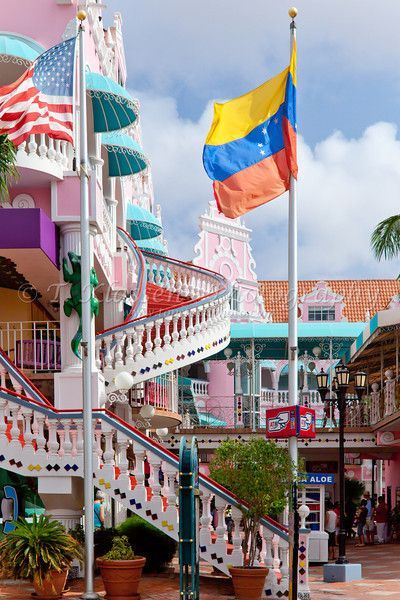 The streets with Dutch architecture in Oranjestad, Aruba, Netherlands Antilles. Aruba Trip, Aruba Cruise, Aruba Honeymoon, Aruba Island, Oranjestad Aruba, Aruba Vacation, Panama Canal Cruise, Aruba Resorts, Dutch Architecture