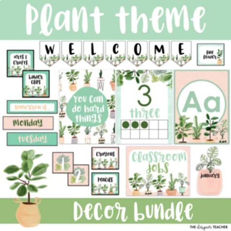 The Designer Teacher | Teachers Pay Teachers Pink Classroom Theme, Pink Classroom, Reading Corner Classroom, Watercolor Classroom, Elementary Classroom Themes, First Grade Phonics, Whimsical Fonts, Middle School 6th Grade, Classroom Decor Bundle