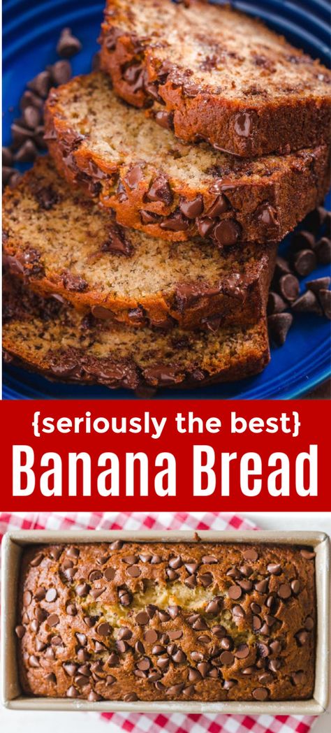 Scandinavian Bread, Banana Bread Recipe Easy Moist, Chocolate Chip Bread Recipe, Chocolate Chip Banana Bread Recipe, The Best Banana Bread, Banana Bread Recipe Moist, Chocolate Chip Bread, Moist Banana Bread, Easy Banana Bread Recipe