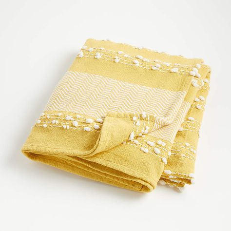 Yellow Textured Throw Blanket + Reviews | Crate and Barrel Yellow Throw Blanket, Textured Throw Blanket, Diagonal Lines, Yellow Textures, Yellow Home Decor, Warm Throw Blanket, Christmas Pillows, Stroller Blanket, Kids Blankets