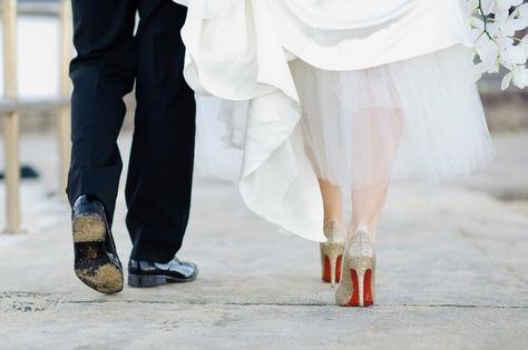 true love #louboutins #wedding Red Bottom Wedding Shoes, Red Bottoms Wedding Shoes, Wedding Shoes Bride Red Bottoms, Red Bottoms Wedding Photos, Wedding Shoes Bride Louboutin, Louboutin Wedding Shoes, Walking Photo, Red Bride, Louboutin Wedding