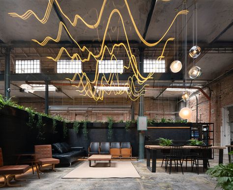 Neon Number, Music Waves, Industrial District, Genius Loci, Gathering Room, New Interior Design, Exposed Brick Walls, Recorder Music, Design Apartment