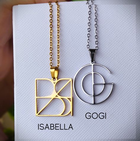 Name Necklace Logo Chain Box. Personalised Monogram Pendant. Anniversary, Birthday Gift. - Etsy Name Logo Design, Couples Monogram, Monogram Bracelet, Monogram Pendant, Plastic Pouch, Name Necklaces, Personalized Logo, Personalized Pendant, Custom Pendants