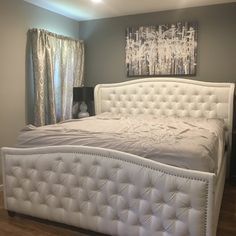 Pretty Bed Frame, Pretty Bed, Upholstered Panel Bed, Standard Bed, Upholstered Panels, Upholstered Bed, Master Bedrooms Decor, Panel Bed, Bedroom Furniture Sets