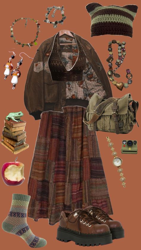 #goblincore #gremlincore #forestcore #gorgeous😍 I love this smmmm Goblincore Outfits, Hippie Fits, Earthy Outfits, Swaggy Outfits, Hippie Outfits, Dream Clothes, Grunge Fashion, Hippie Style, Grunge Outfits