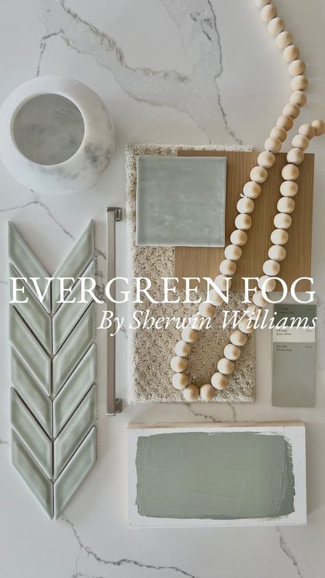 Evergreen Home Design, Evergreen Fog And Natural Linen, Evergreen Fog Sherwin Williams Bathroom Cabinets, Wallpaper That Goes With Evergreen Fog, Evergreen Fog With Accessible Beige, Sherwin Williams Evergreen Fog Exterior, Evergreen Sherwin Williams, Evergreen Fog Sherwin Williams Bathroom, Evergreen Fog Cabinets