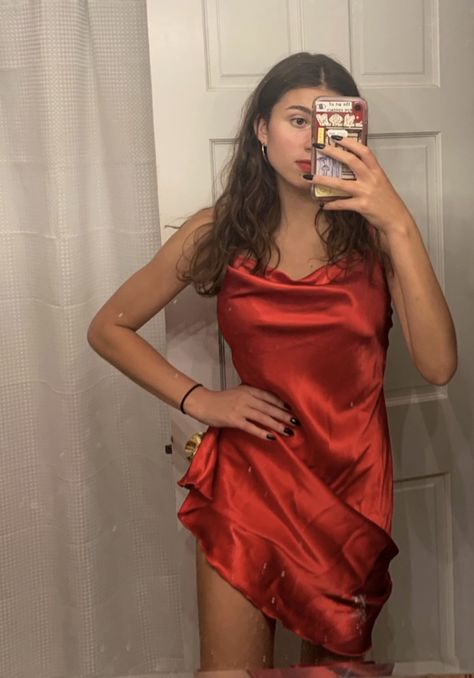 classic & short satin dress ! Short Satin Dress, Short Satin, Silk Slip Dress, Silk Slip, Red Silk, Satin Dress, Satin Dresses, Red Formal Dress, Slip Dress