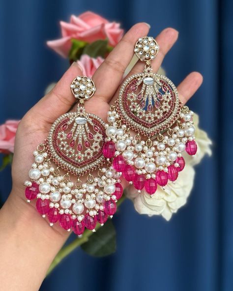 Rhea Premium Earrings ❤️ Now Available In 12 Amazing Colours ✨ ₹599/- Free Shipping In India Wedding Jewellery Designs, Fancy Jewelry Necklace, Indian Bridal Jewelry Sets, Pretty Jewelry Necklaces, Fancy Jewellery Designs, Indian Jewellery Design Earrings, Bridal Jewelry Collection, Indian Jewelry Sets, Jewelry Accessories Ideas