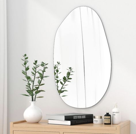 Black Accent Decor, Cloud Mirror, Irregular Mirror, Asymmetrical Wall, Unique Mirrors, Entryway Wall, Living Room Mirrors, Weird Shapes, Framed Mirror Wall