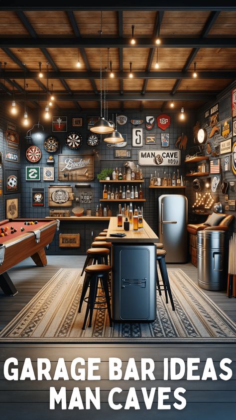 Creating a man cave bar in your garage can be an exciting and rewarding project. This long-form blog post will guide you through various ideas and tips for Garage Bar Ideas, Secret Basement, Industrial Man Cave, Small Man Cave, Rustic Man Cave, Basement Decoration, Garage Game Rooms, Sports Man Cave, Basement Bar Ideas