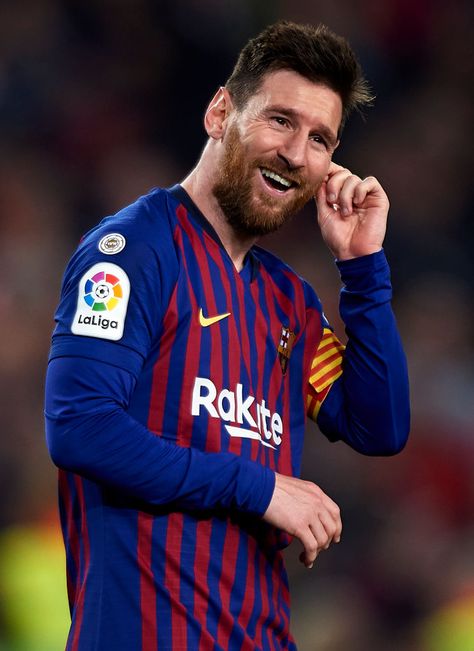 BARCELONA, SPAIN - APRIL 27: Lionel Messi of Barcelona celebrates after the La Liga match between FC Barcelona and Levante UD at Camp Nou on April 27, 2019 in Barcelona, Spain. (Photo by Quality Sport Images/Getty Images) Footballers Style, Messi Style, Messi Art, Messi Tattoo, Messi Quotes, Messi Wallpaper, Argentina Messi, Ronaldo Neymar, Lio Messi