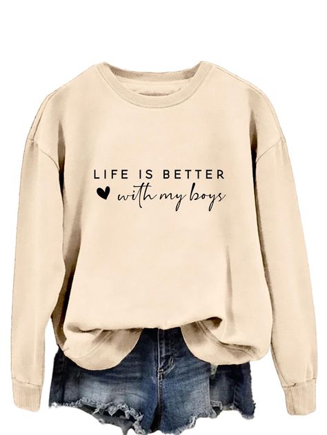 PRICES MAY VARY. The Sweatshirt Is Made Of Cotton Blend, Soft And Comfortable. Life Is Better With My Boys Sweatshirt,Funny Mama Sweatshirts For Women. The Casual Sweatshirt Can Be Worn With Almost Any Outfit And Can Simply Be Worn With Skinny Jeans, Shorts Or Leggings To Enhance Your Casual And Chic Style. Great For A Casual Everyday Look And Any Occasions, Especially For Christmas, Office, Parties, Hang-Out, Travel, School, Work And Dating. Please Check The Specific Values In Size Chart That W Women’s Sweatshirts, Trending Sweatshirt Designs, Fall Mom Style, Baseball Mom Sweatshirt, Christmas Gifts For Women In 30s, Sweatshirt Cricut Ideas, Mom Sweatshirt Sayings, Popular Sweatshirts, Casual Shopping Outfit