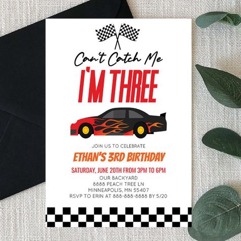 Can't Catch Me Red Race Car 3rd Birthday Party Invitation - tap to personalize and get yours #Invitation #red #and #black, #birthday #party, Need Four Speed Birthday Invitation, Car 3rd Birthday Party, Third Birthday Theme Boy, Race Car 3rd Birthday, Third Birthday Boys, 3rd Birthday Party For Boy, Γενέθλια Mickey Mouse, Red Race Car, 3rd Birthday Boys