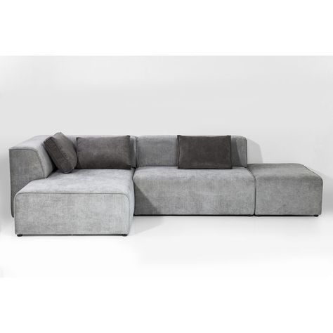 Corner Sofa Infinity Ottomane Grey Left - KARE Design Kare Sofa, Fall Room Design, Living Room Decor Grey Couch, Sofa Sala, Corner Sofa Modern, Midcentury Modern Industrial, L Shaped Sofa Designs, Corner Sofa With Ottoman, Grey Corner Sofa