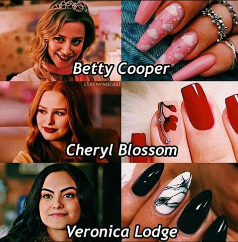 Veronica Lodge Nails, Cheryl Blossom Nails, Riverdale Nails, Riverdale Veronica, Opal Nails, Cheryl Blossom Riverdale, Bughead Riverdale, Riverdale Cheryl, Riverdale Aesthetic