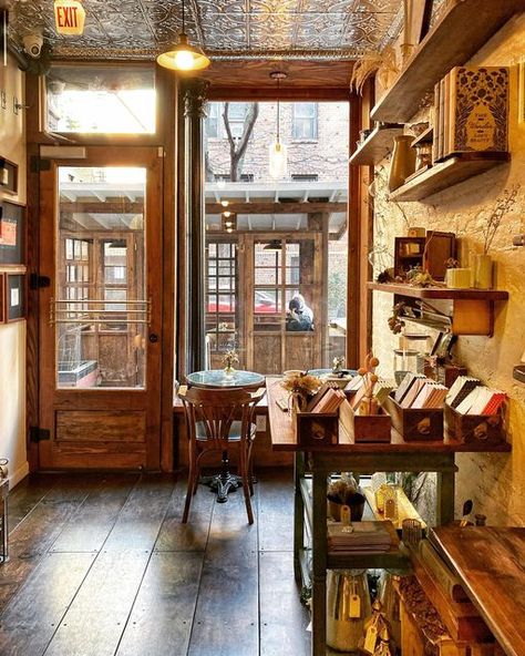 Susan Kaufman on Instagram: "I’m not really a tea drinker (more of a coffee lover), but @paquita is such a charming West Village tea shop, it could make me a convert. (242 W. 10th St.) Stepping inside is like being enveloped in a warm hug, especially on a cold winter day. Are you team tea or team coffee? Happy Friday, stay well and stay safe. #teashop #westvillage #mysecretnyc #walkwithmenewyork" Teashop Ideas Interior Design, Tea And Book Shop, English Tea Shop, Cozy Tea Shop, Cute Tea Shop, Small Tea Room, Tea Room Aesthetic, Tea Shop Aesthetic, Vintage Tea Shop