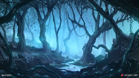 Landscape Concept Art, Fantasy Forest Landscape, Scenic Painting, Forest Drawing, Forest Mural, Fantasy Background, Forest Background, Art Landscapes, Forest Illustration