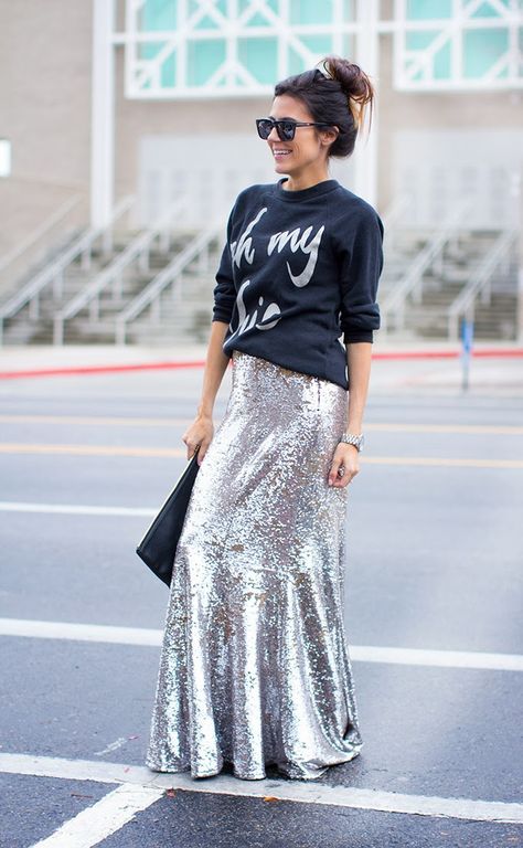 SHEER TWILIGHT Sequin Mermaid Skirt, Sequin Maxi Skirt, Maxi Sequin Skirt, Maxi Skirt Outfit, Maxi Skirt Outfits, Hello Fashion, All Jeans, Looks Party, Sequin Maxi