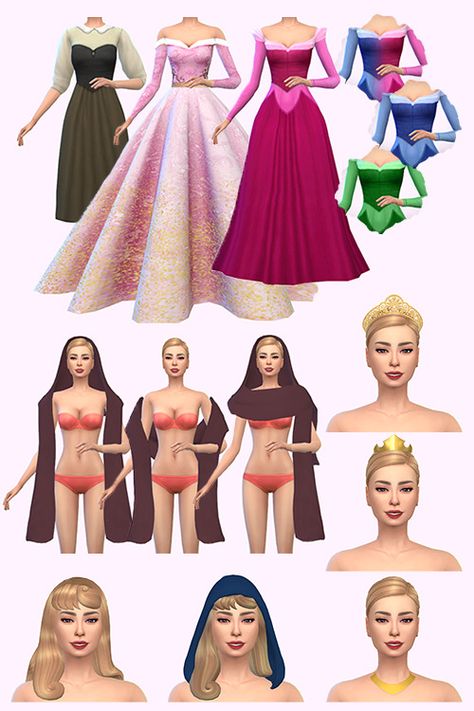 Sims 4 Aurora Hair, Sims 4 Medieval Royalty Cc, Sims 4 Cc Disney Patreon, Sims 4 Royal Outfits, Disney Princess Dresses Sims 4 Cc, Ts4 Disney Princess Cc, Sims 4 Cc Sleeping Beauty, Sleeping Beauty Sims 4 Cc, The Sims 4 Disney Princess Cc