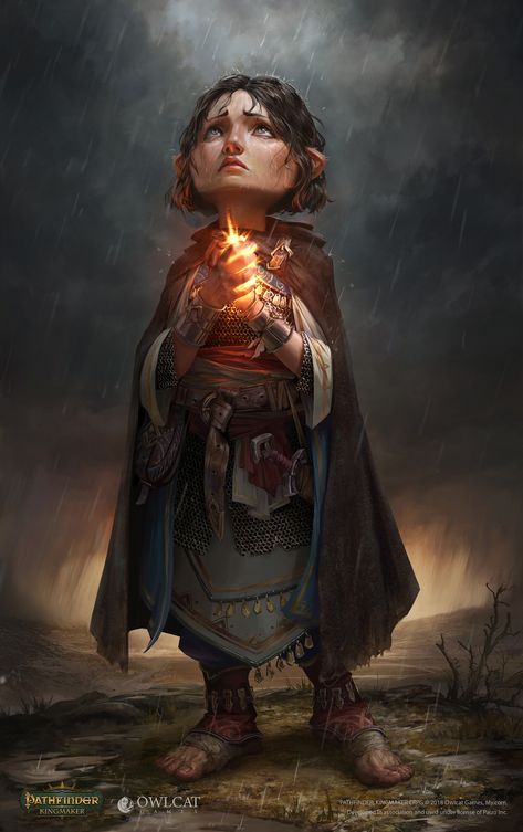 Halfling Priest for Pathfinder: Kingmaker, Sergey Gurskiy on ArtStation at https://www.artstation.com/artwork/BxdGA 🎨 #artwork #art #artstation #awesome Female Cleric, Dnd Portraits, Npc Ideas, Dnd Npc, Pathfinder Character, Dnd Stuff, Larp Costume, Fantasy Portraits, Fantasy Races