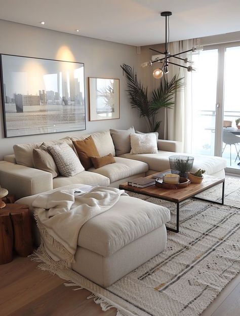 How To Design Your Living Room, Small Living Ideas Apartment, Maximize Living Room Space, Relax Living Room, Apartment Living Room Scandinavian, Cute Apartment Furniture, Pretty Apartments Living Room, Clean Decor Living Room, Sleek Apartment Aesthetic