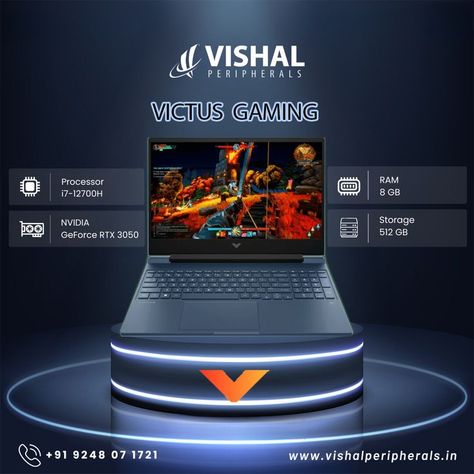 HP Victus FA0351TX, the ultimate gaming laptop that combines power, style, and performance. It is equipped with an 12th Gen Intel Core i7 processor and NVIDIA GeForce RTX 3050 graphics, delivering smooth gameplay, realistic visuals, and lightning-fast frame rates.Experience stunning visuals on the 15.6-inch display, with vibrant colors and sharp details that bring your games and media to life. For More details and Information 📞Contact Us: +91 92480 71721 📧Email: info@vishalperipherals.com Hp Victus, Gaming Laptop, Computer Peripherals, Gaming Laptops, Core I7, Intel Core, Ram, Gaming, Vibrant Colors