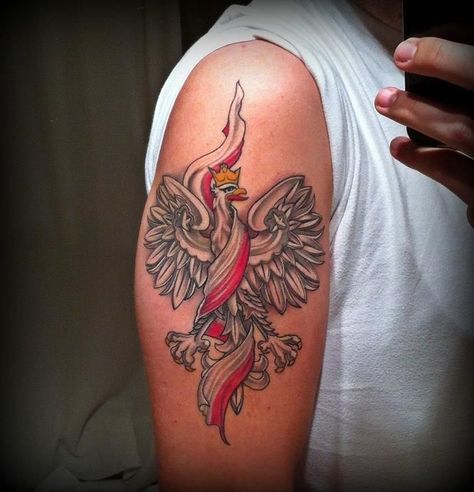 149 Amazing Polish Tattoo Design with Meaning, Ideas and Celebrities | Body Art Guru Poland Tattoo Ideas, Polish Eagle Tattoo, Poland Tattoo, Eagle With American Flag, Falcon Tattoo, Polish Tattoos, Polish Eagle, Patriotic Tattoos, Cross Tattoos For Women