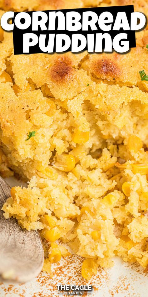 Sweet Corn Cornbread Recipe, Crockpot Cornbread Pudding, Cornbread Pudding Jiffy, Cornbread Pudding Recipe, Sweet Corn Spoon Bread, Savory Cornbread Recipe, Cornbread Dessert, Crockpot Cornbread, Oven Baked Corn