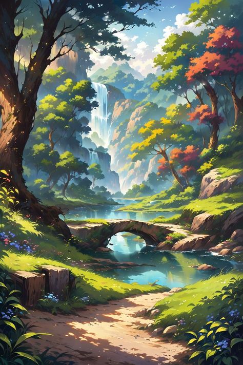 AI Digital Art Fantasy Digital Art Scenery, Fantasy Landscape Digital Art, Story Settings, Picsart Png, Watercolor Art Landscape, Concept Art Tutorial, Awesome Wallpapers, Cool Pixel Art, Fantasy Worlds