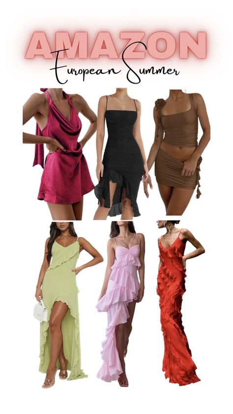 European vacation inspired outfit ideas #dress #womensclothing #womenfashion #fashion #outfits #outfitideas #summerstyle #aesthetic #amazon #amazondeals Chic Vacation Mini Dress By Amazon, Amazon Date Night Outfit, Amazon Summer Mini Dress For Vacation, Amazon Dresses Wedding Guest, Wedding Guest Dress Amazon, Amazon Wedding Guest Dress, Amazon Summer Beach Mini Dress, Chic V-neck Mini Dress By Amazon, Cheap Amazon V-neck Dress