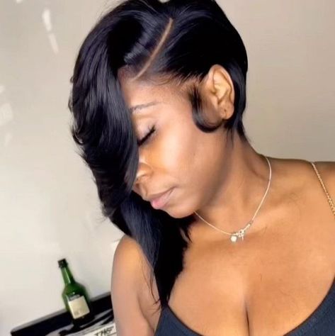 Weave Bob Hairstyles Side Part, Layered Quick Weave Bob, Closure Bob Sew In, Quick Weave Bob With Closure, Quickweave Bob With Closure, 10inch Bob Wig, Bob Wig Side Part, 10inch Bob, Wig Side Part