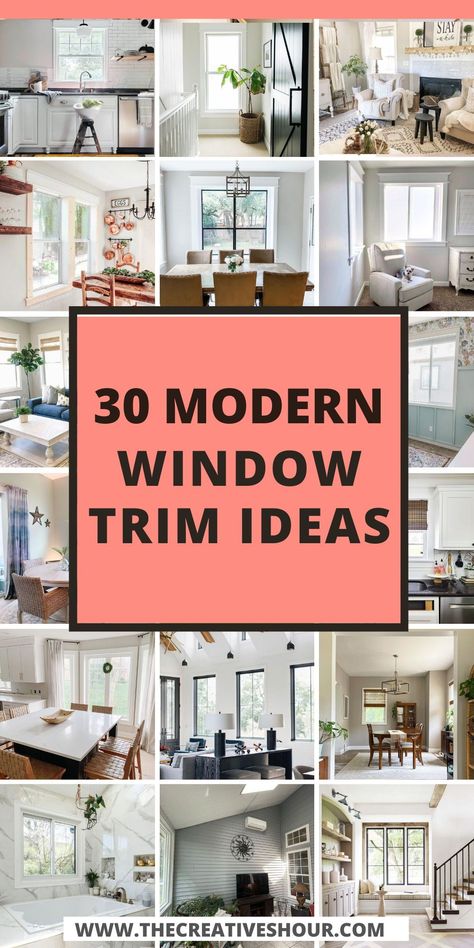 Dive into the world of modern window trim with our ultimate guide. From minimalist chic to bold statements, discover diverse styles that redefine your home aesthetic. Elevate your space effortlessly. #ModernWindowTrim #InteriorDesignTips Frame Around Window Interior, Trim Ideas Windows, Wood Window Casing With White Trim, Diy Trim Around Windows, Types Of Window Trim Interior, Windows Without Trim Interior, Blinds For Windows With Wood Trim, Window Casing Before And After, Modern Farmhouse Window Trim Interior