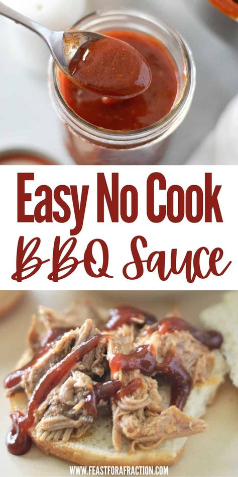 Looking for the easiest way to whip up some finger-licking good BBQ sauce? Dive into this Homemade No-Cook BBQ Sauce recipe—it's the best! With pantry-friendly ingredients like ketchup, brown sugar, and apple cider vinegar, you'll be slathering this sauce on everything. Whether you're grilling up some ribs or craving a pulled pork sandwich, this easy recipe has got you covered. Pulled Pork Sauce Recipe, Simple Bbq Sauce, Barbecue Sauce Recipe Easy, Pulled Pork Bbq Sauce, Easy Homemade Bbq Sauce, Homemade Pulled Pork, Pulled Pork Sauce, Homemade Barbecue Sauce Recipe, Easy Bbq Sauce