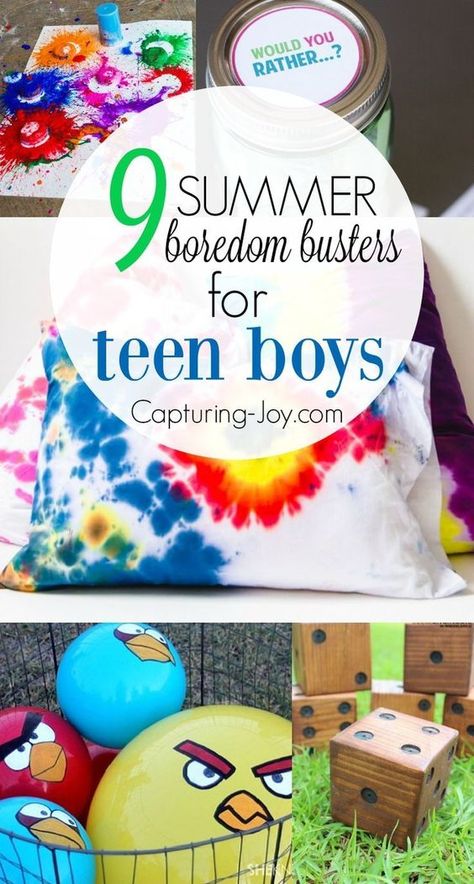 9 Summer boredom busters for teen boys. Keep kids active this summer with a few summer activities. Capturing-Joy.com Summer Activities For Teens, Summer Boredom Busters, Teen Activities, Boredom Busters For Kids, Summer Boredom, Summer Camp Activities, Crafting Recipes, Camp Activities, Activities For Boys