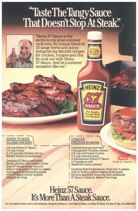 Heinz 57 Sauce with Vic Tayback, 1987 Heinz 57 Recipe Chicken, Heinz 57 Chicken, Heinz 57 Sauce Recipe, Heinz Chili Sauce Recipe, Heinz 57 Recipe, Heinz Chili Sauce, Giki Tiki, Cheddar Burger, Chili Sauce Recipe