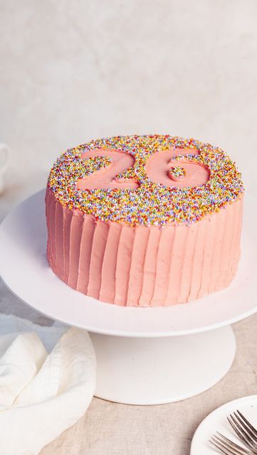 Personalised Cake, Fun 30th Birthday Cakes, Number Sprinkle Cake, White Sprinkle Birthday Cake, Sprinkle Number Cake, 30th Birthday Cake, Pink Sprinkle Birthday Cake, Sprinkle Numbers On Cake, 21st Birthday Cake Sprinkles