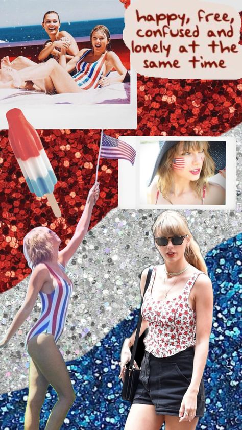 #taylorsverison #taylorswift13 #taylorswift #4thofjuly #july #july4th Taylor Swift 4th Of July, July Wallpaper, 4th Of July Wallpaper, 4th Of July Outfits, Taylor Swift 13, Taylor Alison Swift, Create Collage, Creative Play, 4th Of July