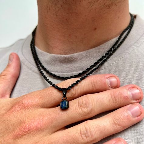 Etsy Jewellery, Blue Pendant Necklace, Mens Necklace, Mini Blue, Lapis Lazuli Necklace, Blue Lapis Lazuli, Blue Pendant, Blue Lapis, Necklace For Men