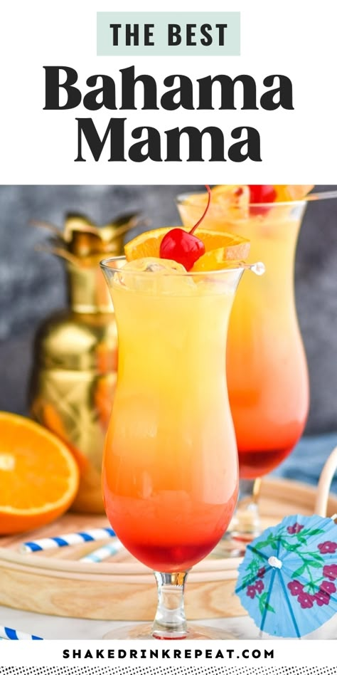 Fruity Drink Recipes Alcohol, Best Liquor Drinks, How To Make A Bahama Mama Drink, Bahamas Mama Drink Recipe, Fruity Sweet Alcoholic Drinks, Fruity Mix Drinks, Bahamas Mama Drink, Tropical Rum Drinks, Sweet Liquor Drinks