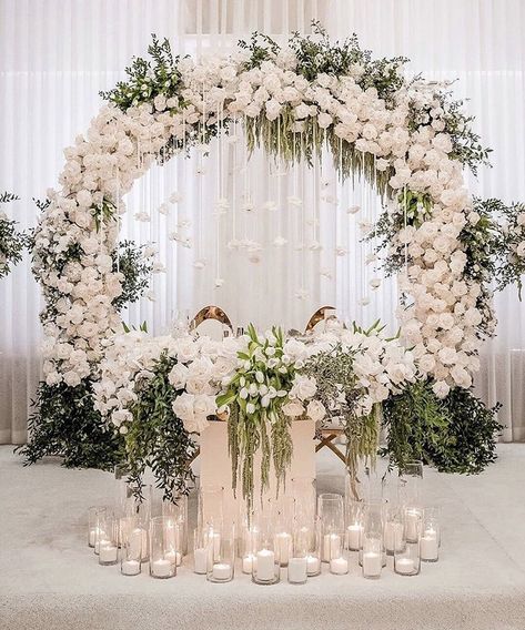 Wedding Moongate, فن النسيج, Bridal Backdrop, Floral Arches, Quinceañera Ideas, Mehendi Decor, Heart Table, Wedding Glam, Sweetheart Table Wedding