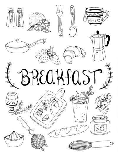 Breakfast Art, Food Doodles, Sketch Notes, Bullet Journal Doodles, Food Drawing, Journal Doodles, Bullet Journal Inspiration, Editorial Illustration, Food Illustrations