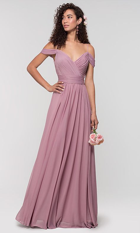 Image of Kleinfeld cold-shoulder long bridesmaid dress. Style: KL-200038 Front Image Cheap Formal Dresses Long, Classic Bridesmaids Dresses, Western Wedding Dresses, Formal Bridesmaids Dresses, Stunning Bridesmaid Dresses, Simply Dresses, Sleeveless Bridesmaid Dresses, Kleinfeld Bridal, Purple Bridesmaid Dresses