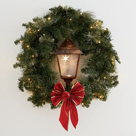 Wreaths With Lanterns, Wreath With Lantern, Lantern Wreath, Lantern Image, Pre Lit Garland, Lighted Wreaths, Merry Christmas Wreath, Christmas Date, Country Door